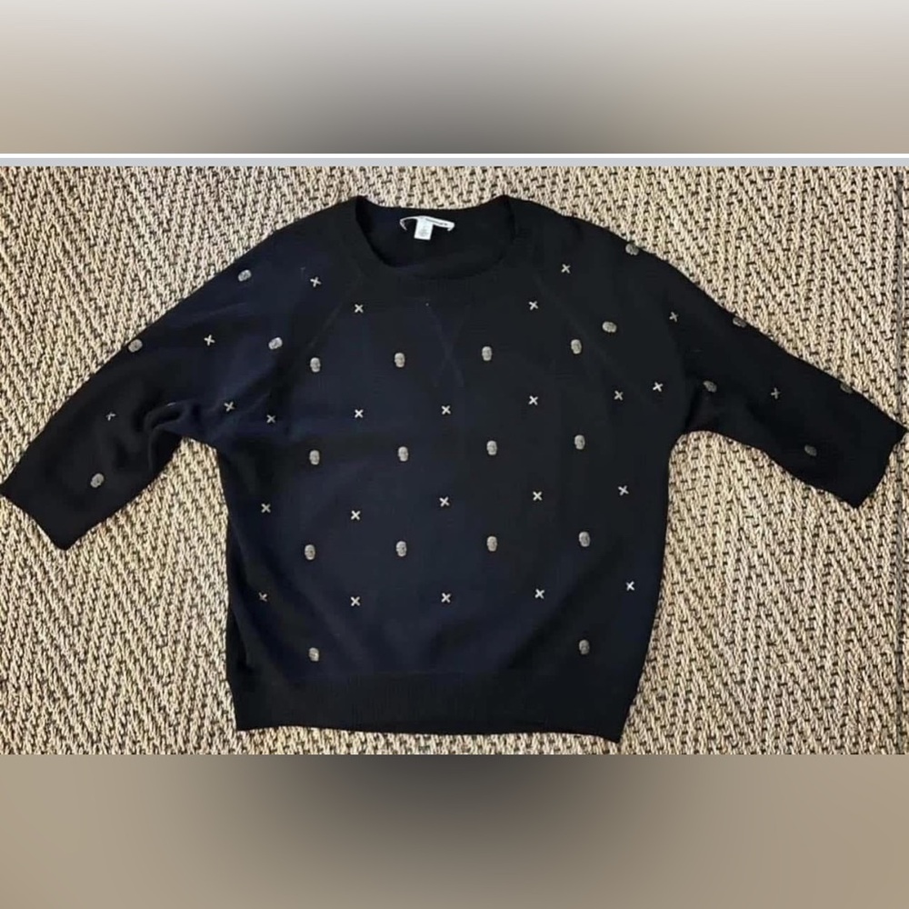 EUC Autumn Cashmere Brass Skull Stud Sweatshirt Sweater Lg